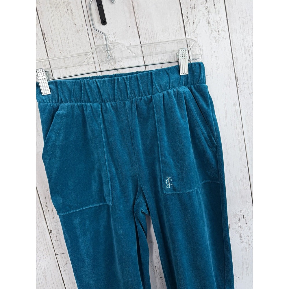 Juicy Couture Girls Velour Jogger Pants Blue 12-14 Elastic Waist Pockets